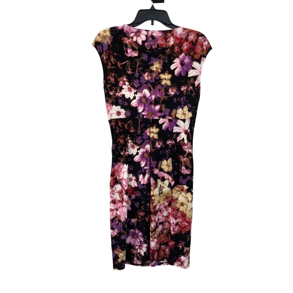 Lauren Ralph Lauren Floral Sheath Dress Womens 8 Ruched Midi Used - Picture 2 of 12